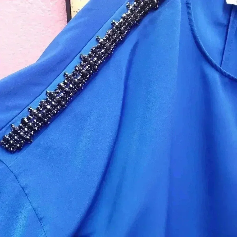 Calvin Klein Royal Blue Shoulder Embellished Blouse - Picture 4 of 5
